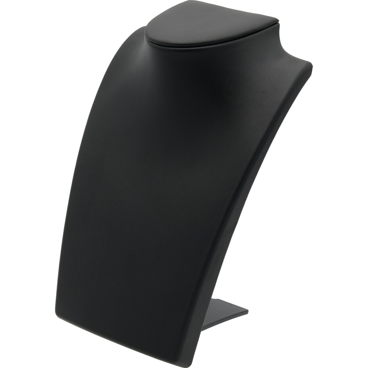 Black Leather Bust with Retractable Stand Jewelry Display 8 1/4" Tall